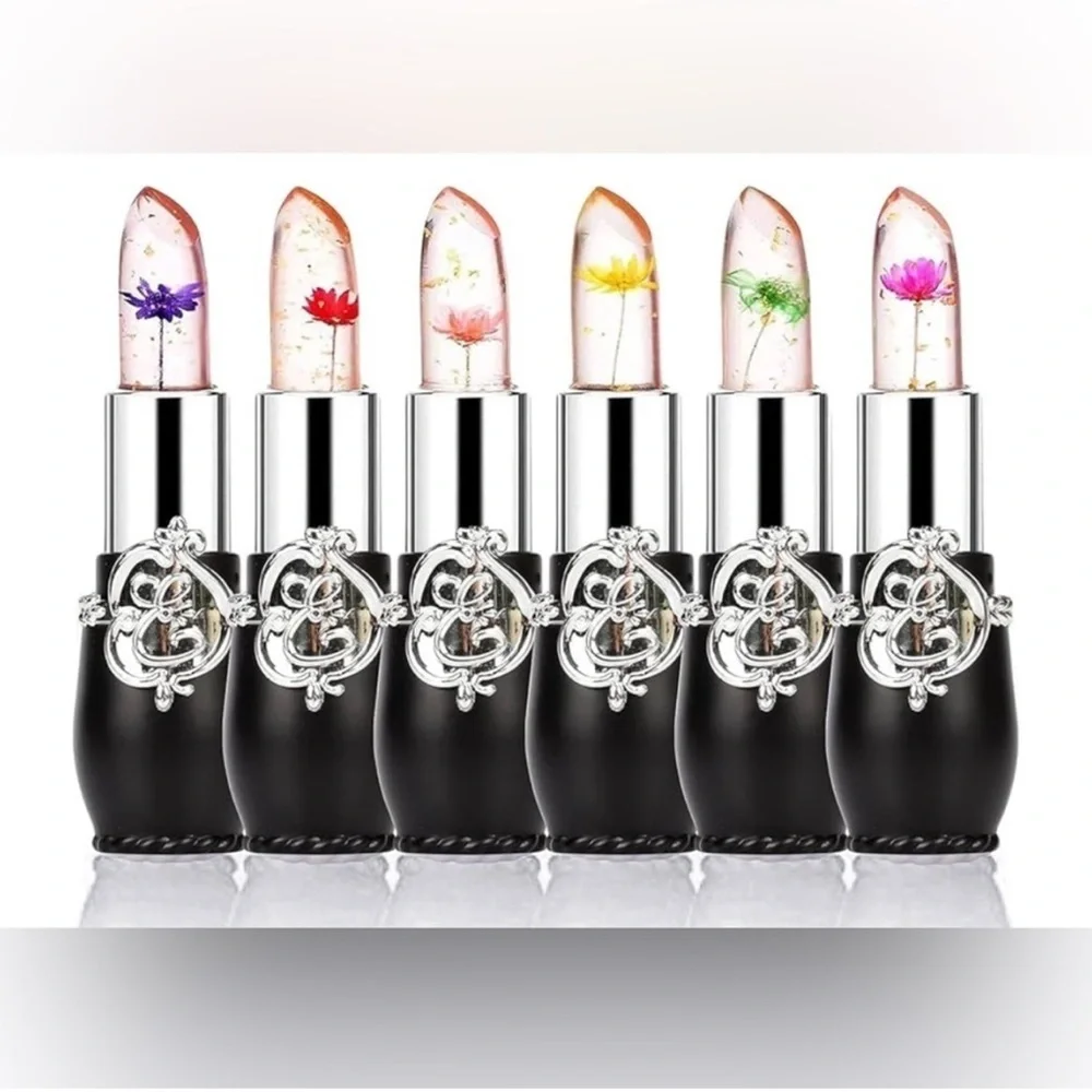 One Gold Foil Flower Color Changing Pink Lipgloss, Black, Silver